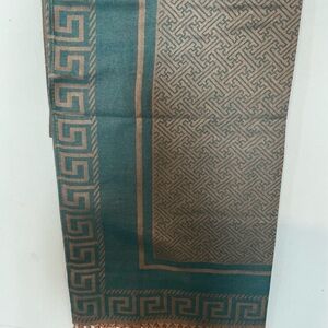 Stylish Teal and Brown Geometric Scarf